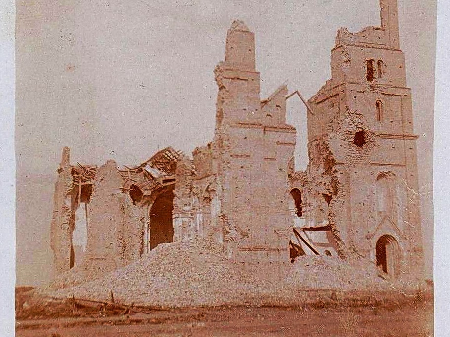 Руины нового костёла, уничтоженного во время Первой мировой войны, 1917 г.