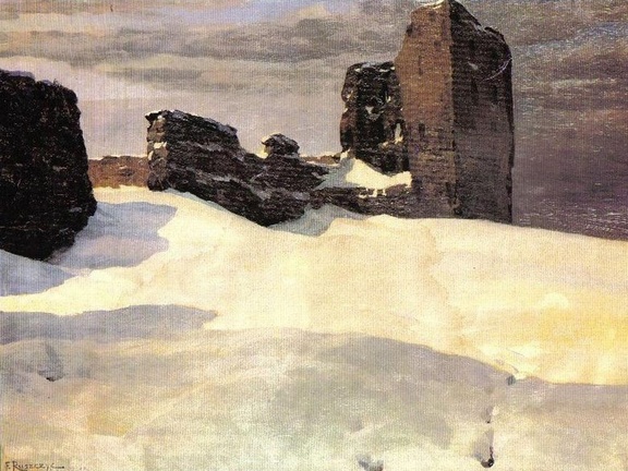 Кревский замок на картине Фердинанда Рущица, 1899 г.